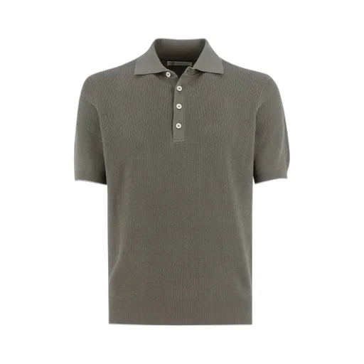 Ribbed Knit Polo Shirt