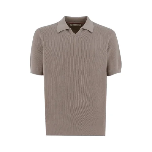 Ribbed Knit Polo Shirt