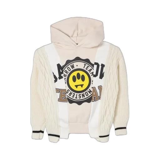 Hoodie With Graphic Print And Cable Knit Sleeves