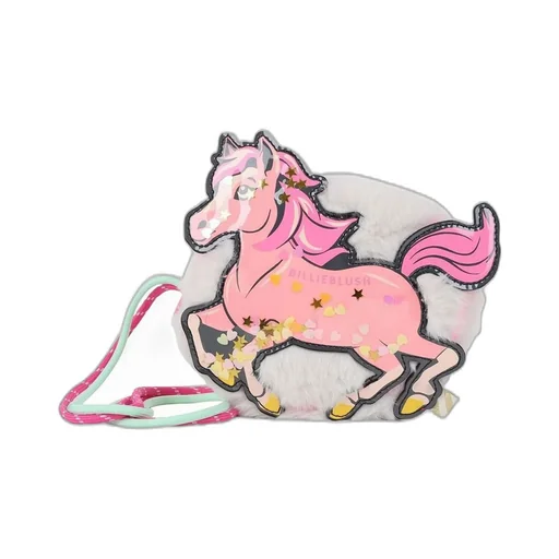 Faux Fur Round Crossbody Bag With Unicorn Appliqué