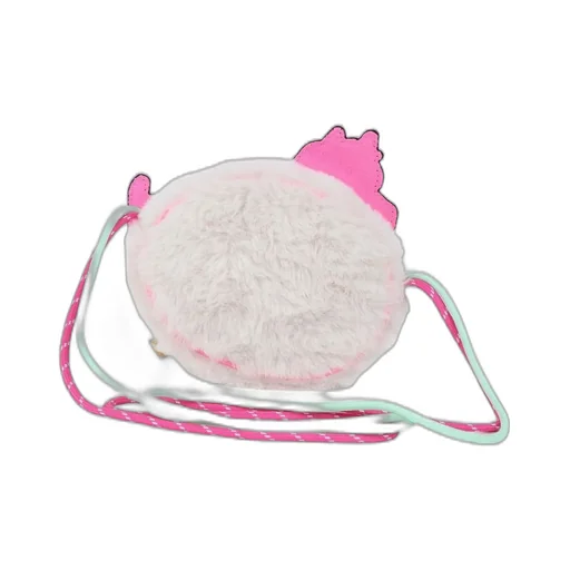Faux Fur Round Crossbody Bag With Unicorn Appliqué