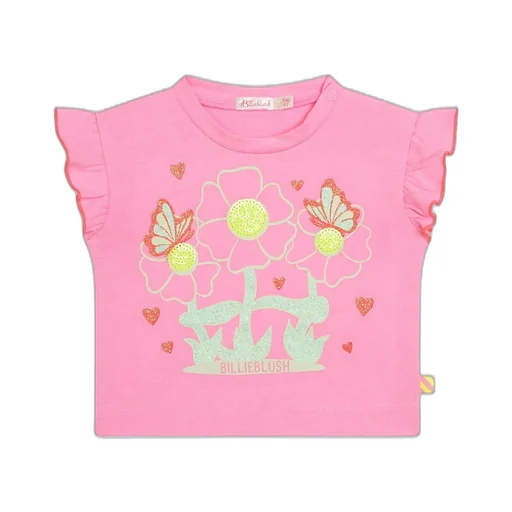 T-Shirt With Ruffle Sleeves And Flower Print
