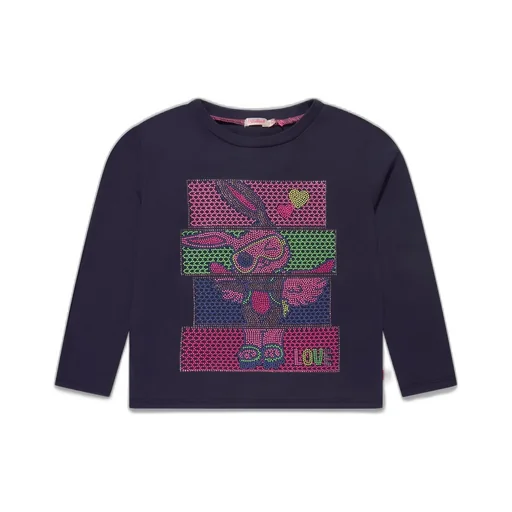 Long Sleeve T-Shirt With Rhinestone Bunny Graphic