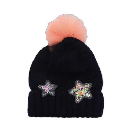 Beanie With Pom-Pom And Star AppliquÉS