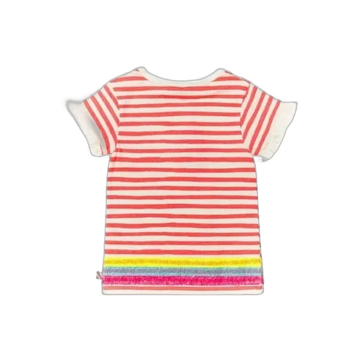 Striped T-Shirt With Ruffle Sleeves And Sequin Trim
