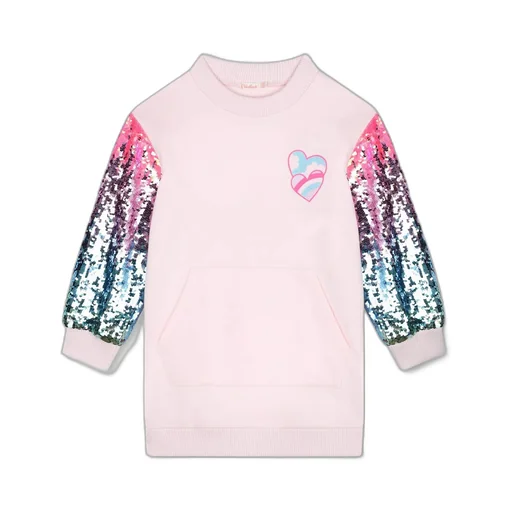 Sweatshirt Dress With Sequin Sleeves