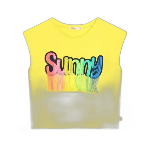 Sleeveless Cropped T-Shirt With Embroidered Text