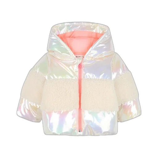Puffer Jacket With Teddy Trim