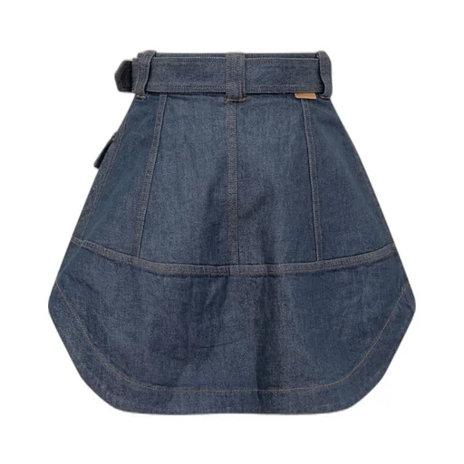 Denim Belted Cargo Skirt