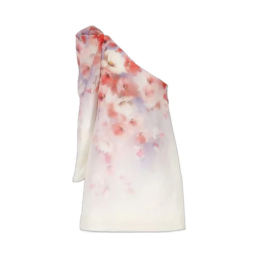 One-Shoulder Floral Print Mini Dress