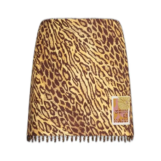 Leopard Print Mini Skirt With Beaded Trim