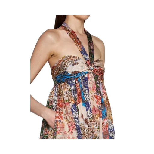 Patchwork Halter Maxi Dress