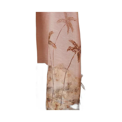 Off-The-Shoulder Ruffled Dress With Palm Tree Print