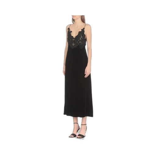 Velvet Maxi Dress With Lace Trim