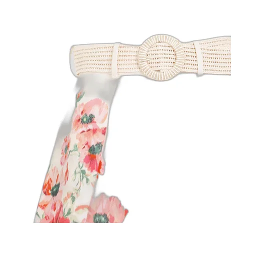 High-Waisted Floral Print Shorts With Belt