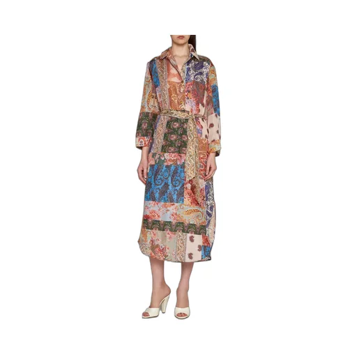 Patchwork Print Maxi Shirt Dress