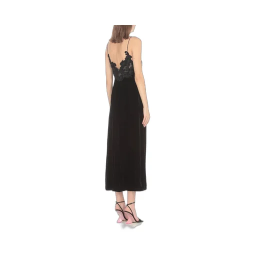Velvet Maxi Dress With Lace Trim
