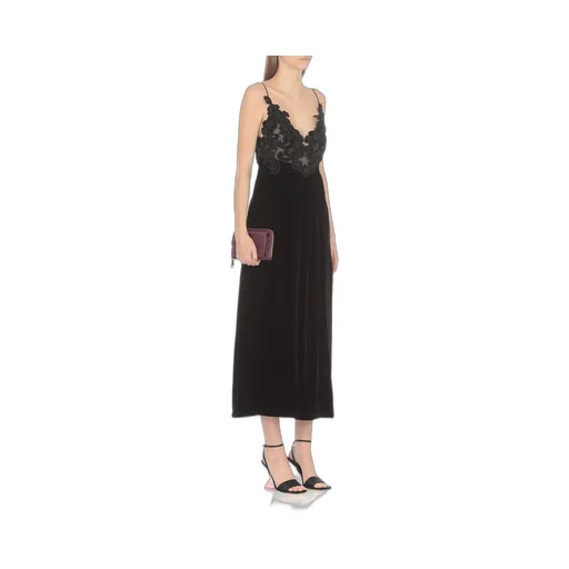Velvet Maxi Dress With Lace Trim