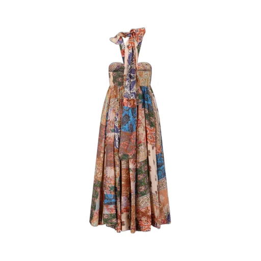 Patchwork Halter Maxi Dress