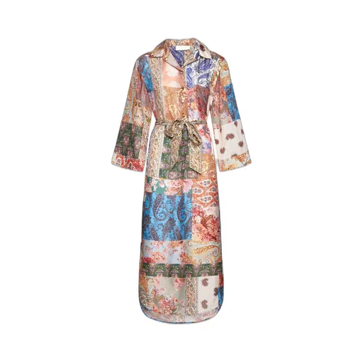 Patchwork Print Maxi Shirt Dress