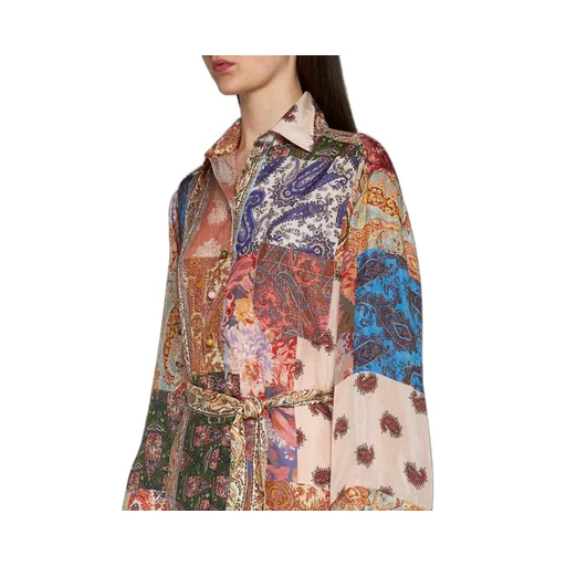 Patchwork Print Maxi Shirt Dress