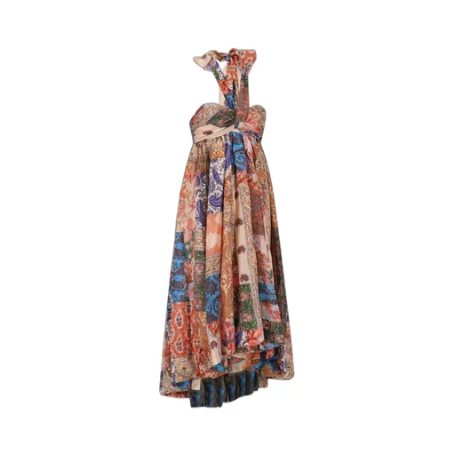 Patchwork Halter Maxi Dress