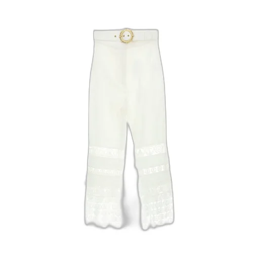 High-Waisted Trousers With Lace Trim