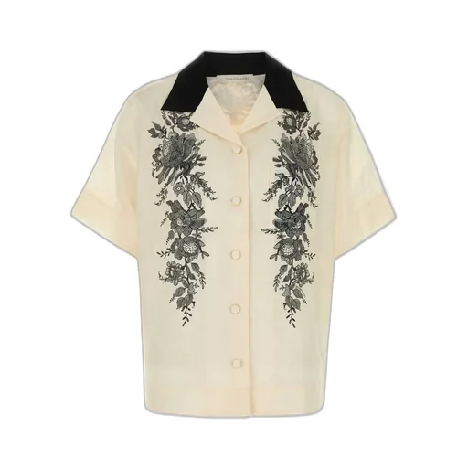 Short Sleeve Shirt With Floral Embroidery