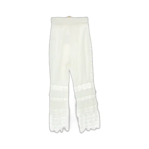 High-Waisted Trousers With Lace Trim
