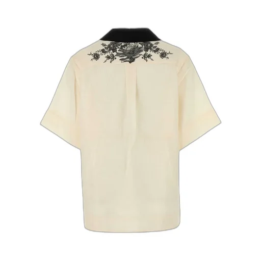 Short Sleeve Shirt With Floral Embroidery