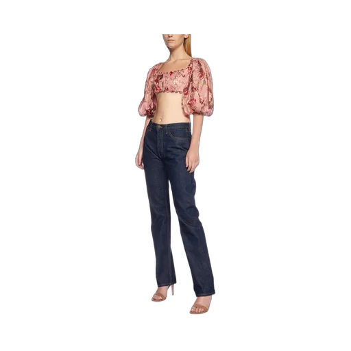 Floral Print Puff Sleeve Crop Top