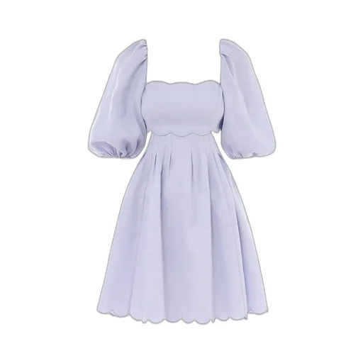Scalloped Puff Sleeve Dress
