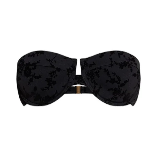 Strapless Floral Velvet Bikini Top