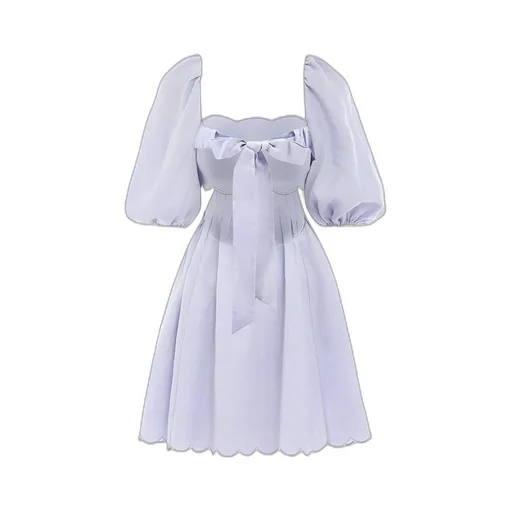 Scalloped Puff Sleeve Dress