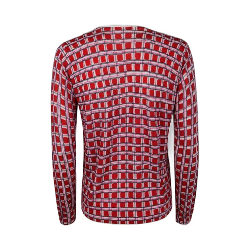 Long Sleeve Checkered Knit Top