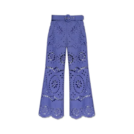 Embroidered Wide-Leg Pants
