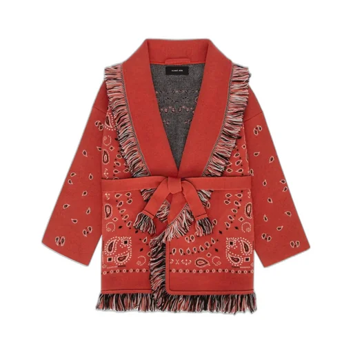 Bandana Print Fringe Cardigan
