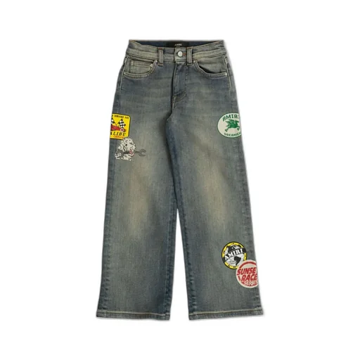 Wide Leg Jeans With Patches