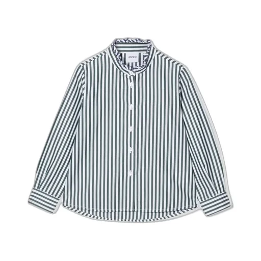 Striped Ruffle Collar Shirt