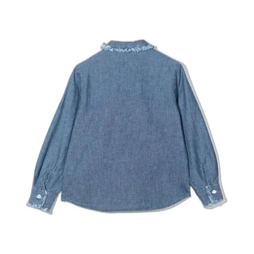 Denim Shirt With Fringed Collar