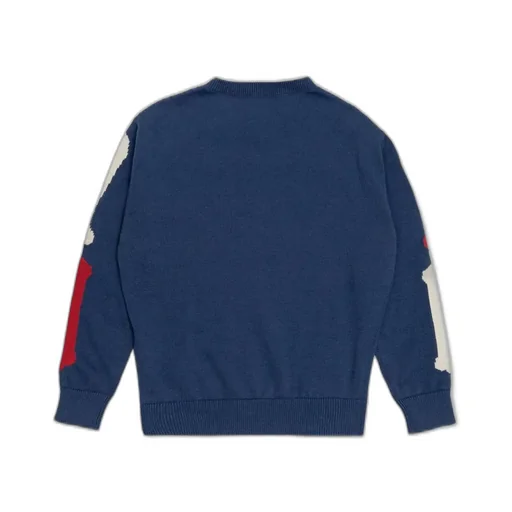 V-Neck Sweater With Graphic Sleeves