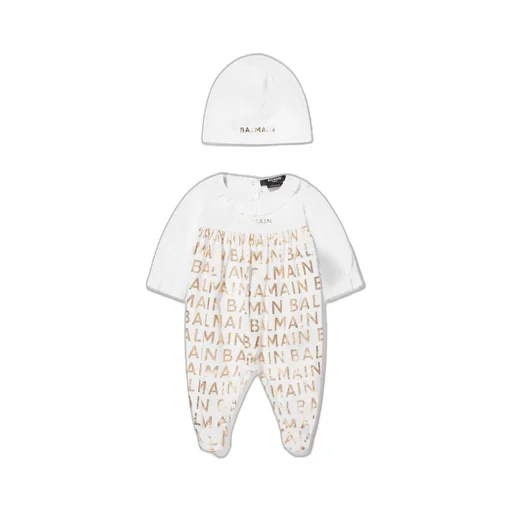 Logo Print Footed Pajamas And Hat Set