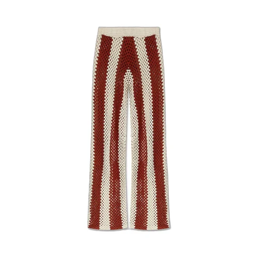 Striped Crochet Wide-Leg Pants