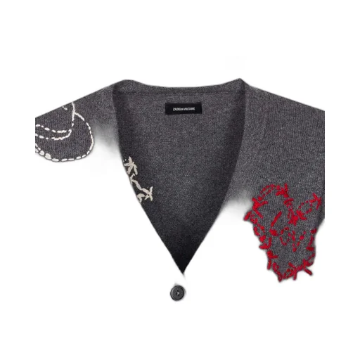 Cardigan With Embroidered Graphics