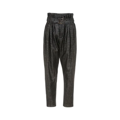High-Waisted Metallic Trousers