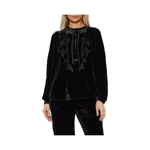Velvet Blouse With Embellishments