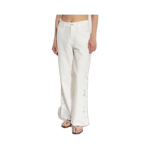 Wide-Leg Pants With Embroidery