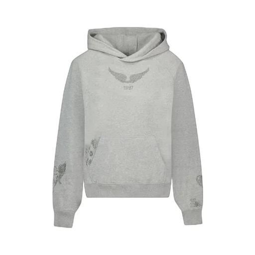 Hoodie With Rhinestone Wings