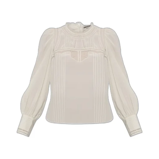 High-Neck Blouse With Puff Sleeves