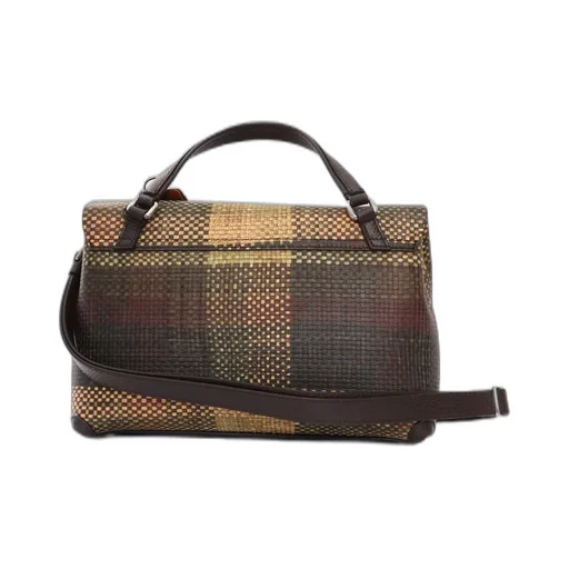 Plaid Woven Top Handle Bag